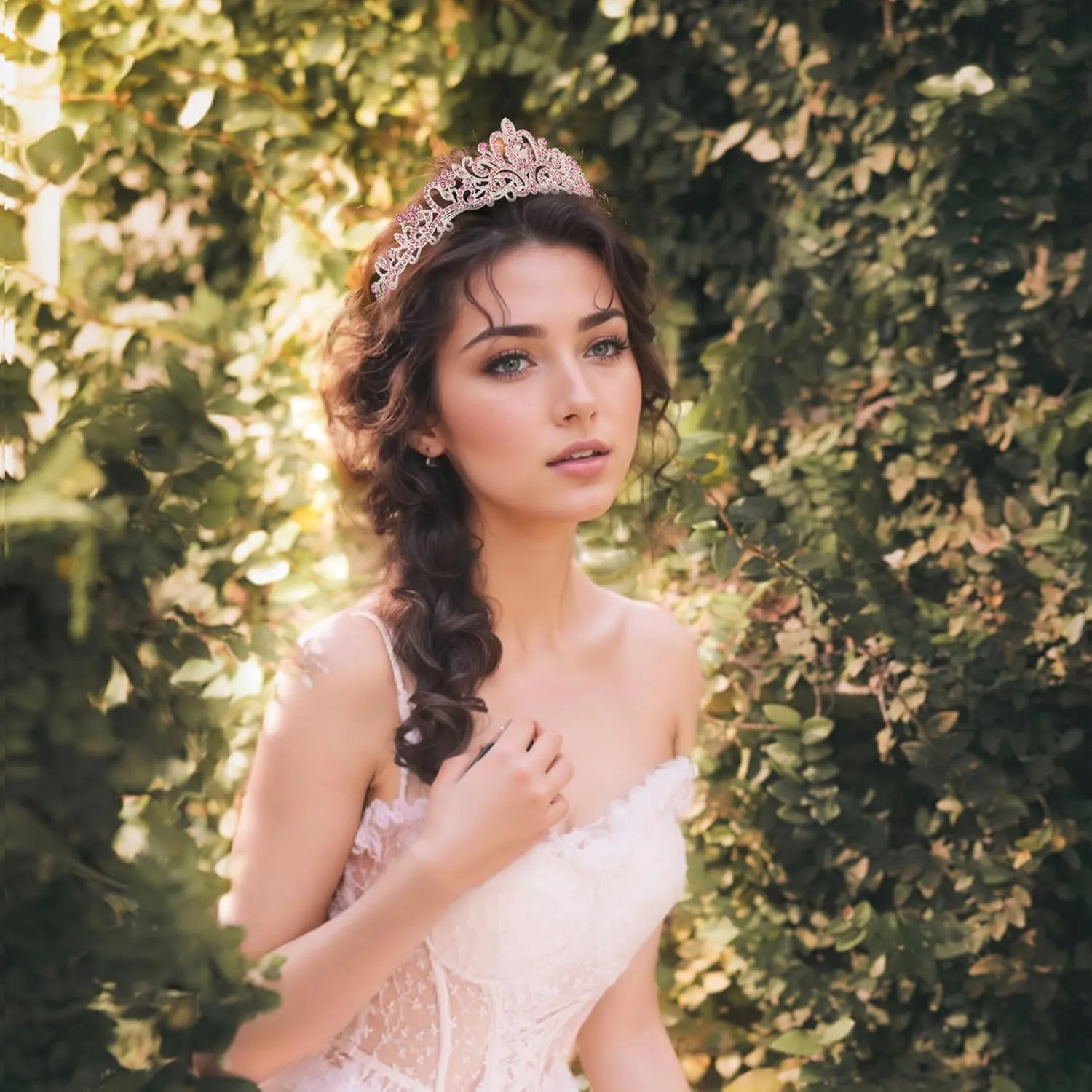 Crown,Tiaras for Women,Crystal Pink Tiaras for Girls Princess Crown Queen Crown for Bridal Prom Wedding Tiara