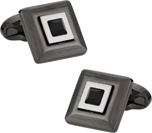 Cuff-Daddy Black Crystal Hematite Cufflinks with Presentation Box