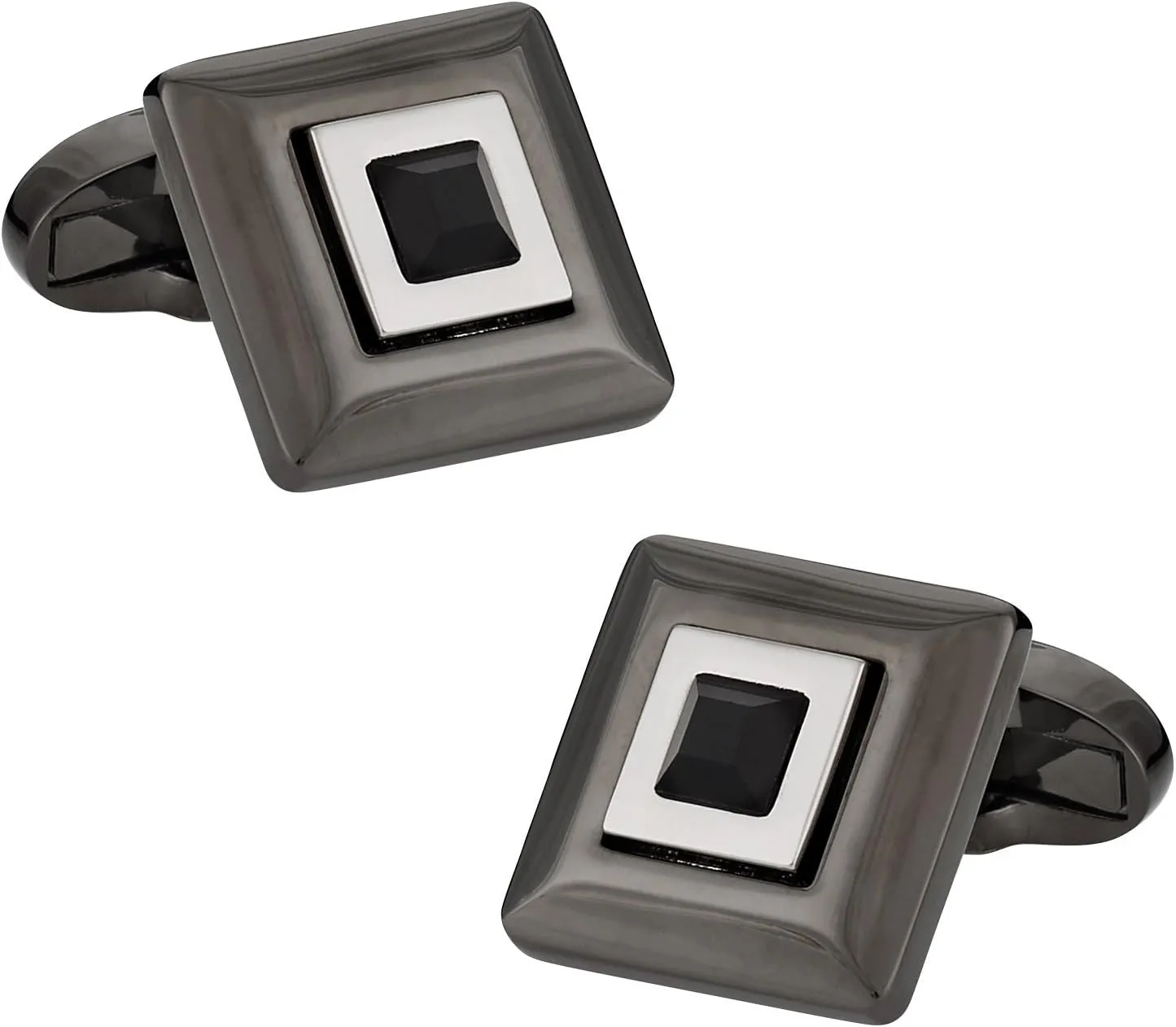 Cuff-Daddy Black Crystal Hematite Cufflinks with Presentation Box