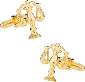 Cuff-Daddy Gold Tone Scales of Justice Lawyer Attorney Judge Cufflinks with Presentation Box