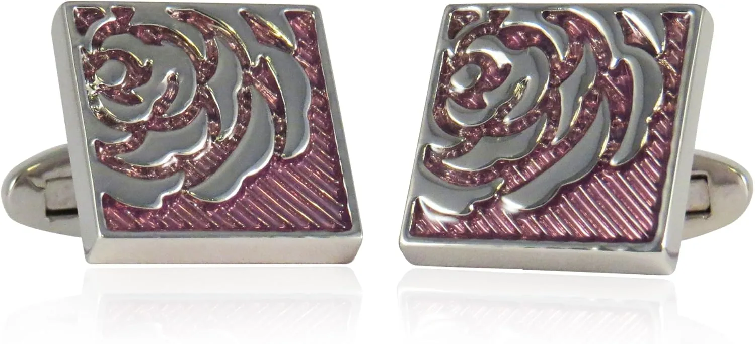 Cuff-Daddy Lavender Rose Cufflinks with Presentation Box