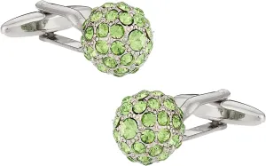 Cuff-Daddy Peridot Green Ball Cufflinks with Presentation Gift Box - Perfect for Travel