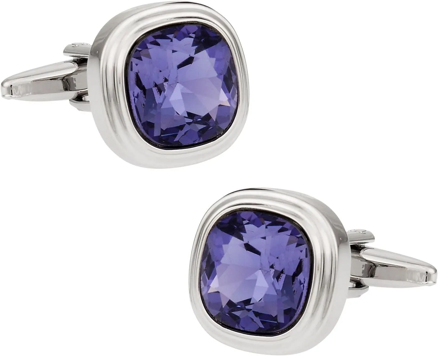 Cuff-Daddy Tanzanite Purple Crystal Cufflinks with Presentation Gift Box - Purple Crystal Cufflinks for Men