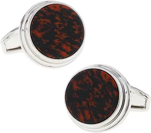Cufflink Shirts, Black Cufflinks Mens Round Marble Pattern for Man Business Wedding Tuxedo Studs