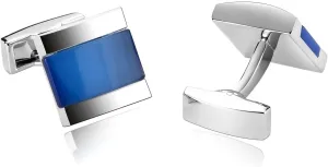 Cufflinks for Men for Wedding, Blue Cufflinks Mens Stainless Steel Square for Man Business Wedding