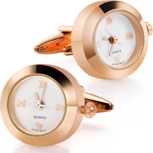 Cufflinks for Men in Gift Box, Real Working Clock Cuff Links for Mens French Cuff Shirt, Anniversary, Birthday, for Him.