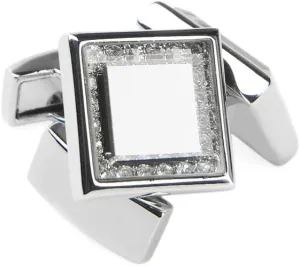 Cufflinks for Men Unique Square Crystal Cuffllinks Luxury Tuxedo Shirts Silver Glass Cufflinks for Men 1 Set