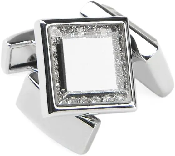 Cufflinks for Men Unique Square Crystal Cuffllinks Luxury Tuxedo Shirts Silver Glass Cufflinks for Men 1 Set