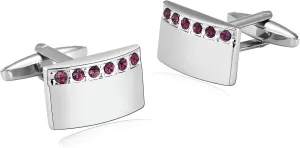 Cufflinks New York, Cufflinks Rustic Cubic Zirconia Silver White Stainless Steel Arch Rectangle for Man Business Wedding