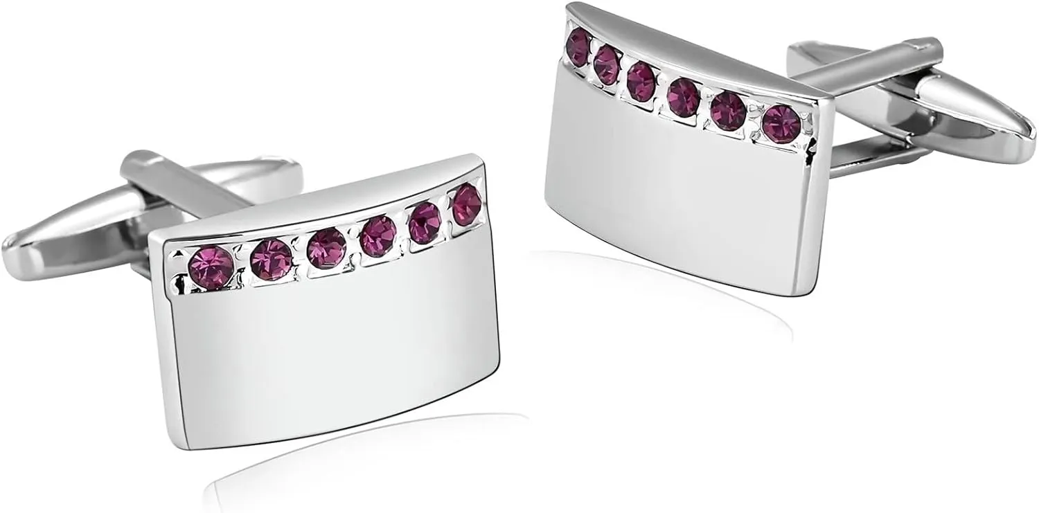 Cufflinks New York, Cufflinks Rustic Cubic Zirconia Silver White Stainless Steel Arch Rectangle for Man Business Wedding