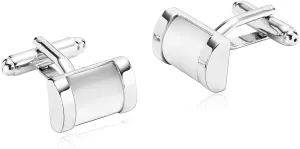 Cufflinks Shirts for Men, Cufflinks Women Cubic Zirconia Silver White Stainless Steel Rectangle for Man Business Wedding