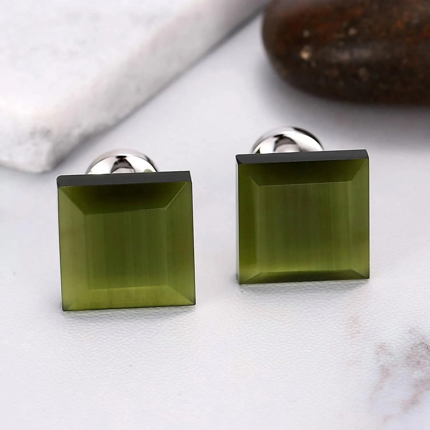 Cufflinks Shirts for Men, Pink Cufflinks Cubic Zirconia Stainless Steel Square Crystal for Man Business Wedding