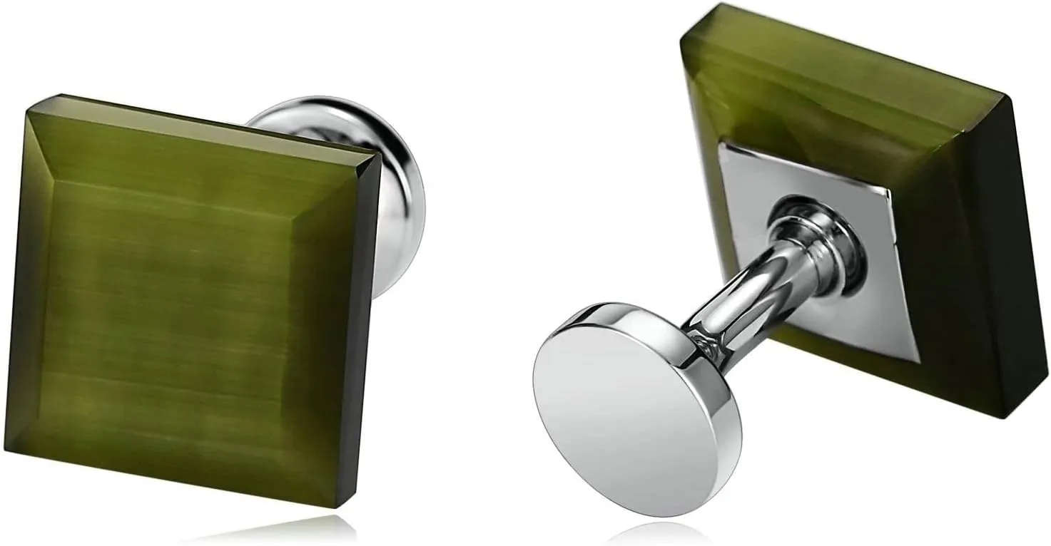 Cufflinks Shirts for Men, Pink Cufflinks Cubic Zirconia Stainless Steel Square Crystal for Man Business Wedding