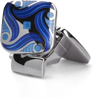 Cufflinks Unique Square Enamel Blue Cuffs Luxury French Shirts Silver Cuff Link for Men 1 Set