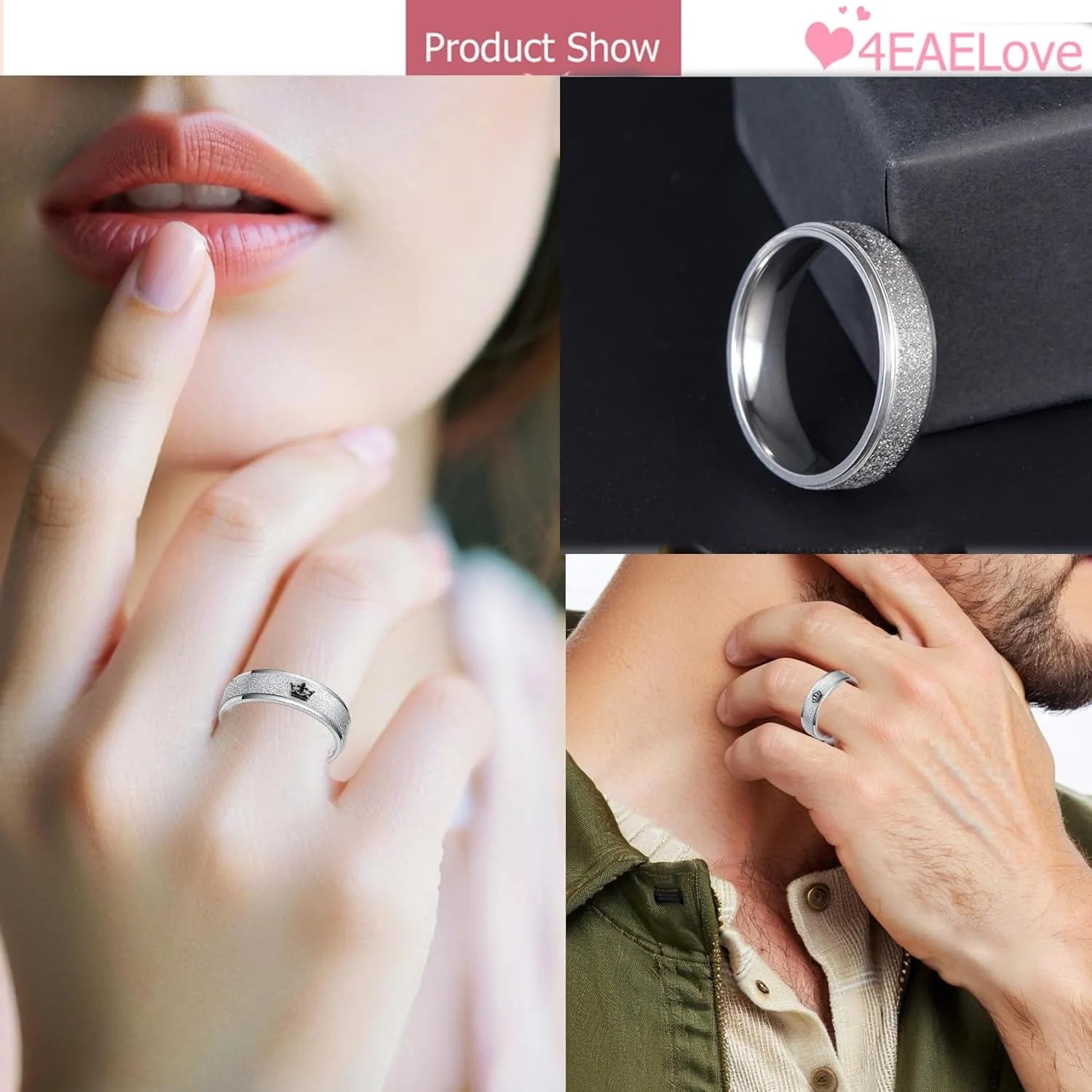 Customize Crown Couples Rings Her King His Queen Promise Ring Inside Can Engraved Band Rings Wedding Rings Titanium Stainless Steel 8mm 6mm 6-13#