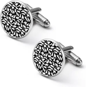 Cute Cats Cufflinks for Men Round Cuff Links Tuxedo Shirts for Business Wedding Formal Suit