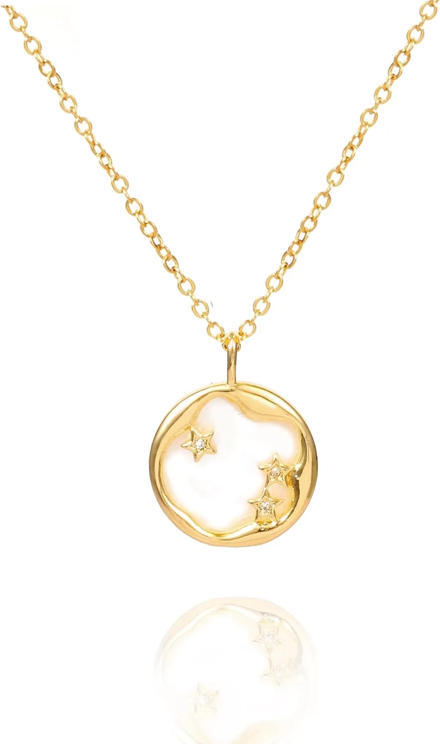 Dainty Gold Necklace for Women 14K Gold Plated Mother of Pearl Shell Heart Necklace Cute Cubic Zirconia Heart Pendant Choker Neclaces