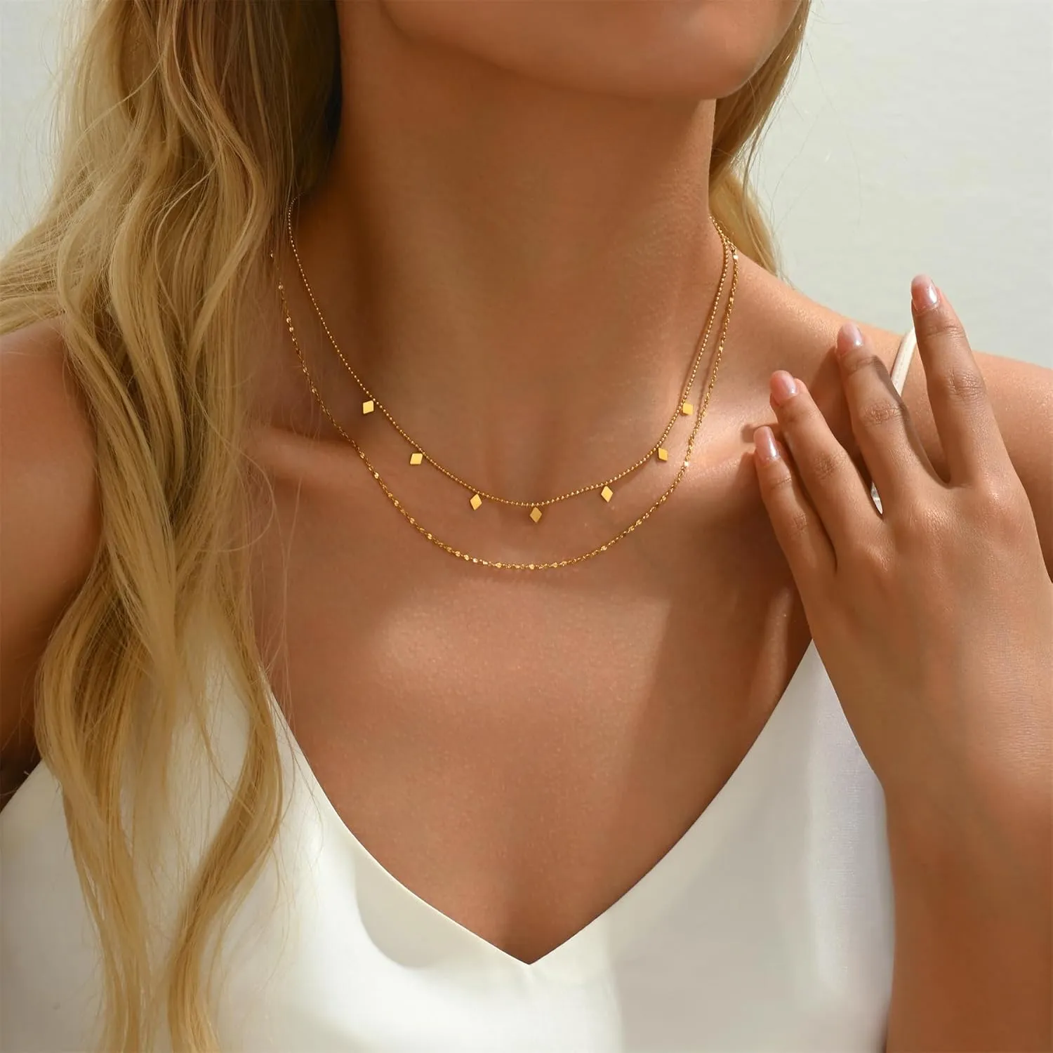 Dainty Layered Necklaces for Women 18K Gold Plated Tiny Cross Choker Necklace Coin Star Charm Pendant Necklace Trendy Jewelry