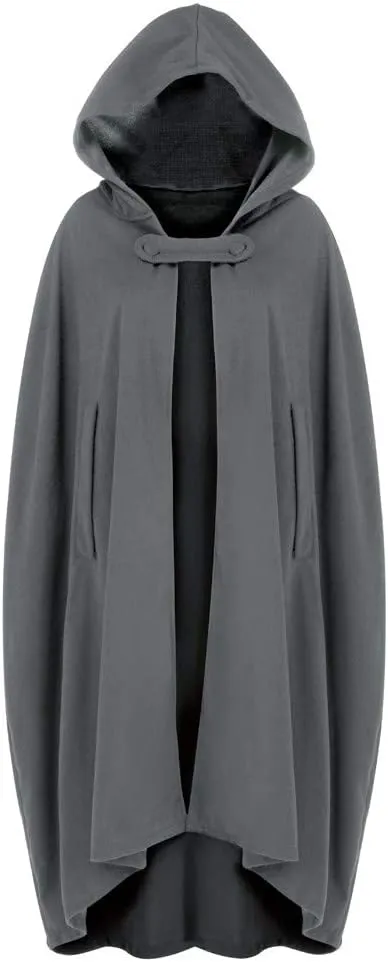 DDAPJ pyju Womens Hooded Open Front Cardigan Wool Blend Long Cape Coat Winter Casual Maxi Cloak Trench Coat Outwear Jacket