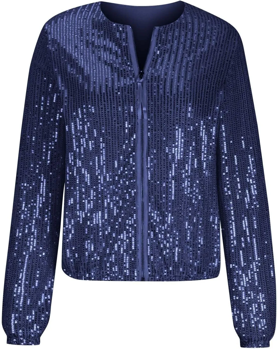DDAPJ pyju Womens Sequin Jacket Shiny Glitter Sparkly Bomber Jackets Long Sleeve Zip Up Coats 2025 Fashion Party Clubwear