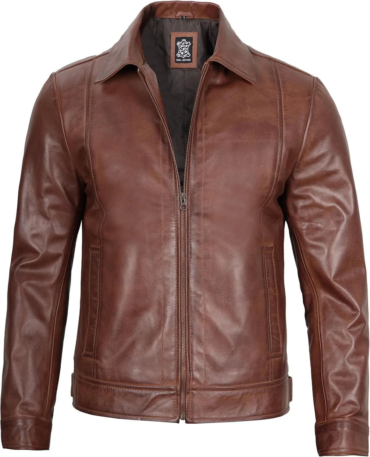Decrum Mens Leather Jacket - Real Lambskin Classic Vintage Style Leather Jackets For Men