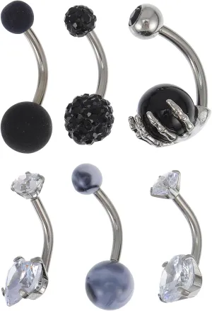 Diamond Belly Button Ring Set Navel Jewelry Safe Stainless Steel Navel Rings for Fashion Comfort