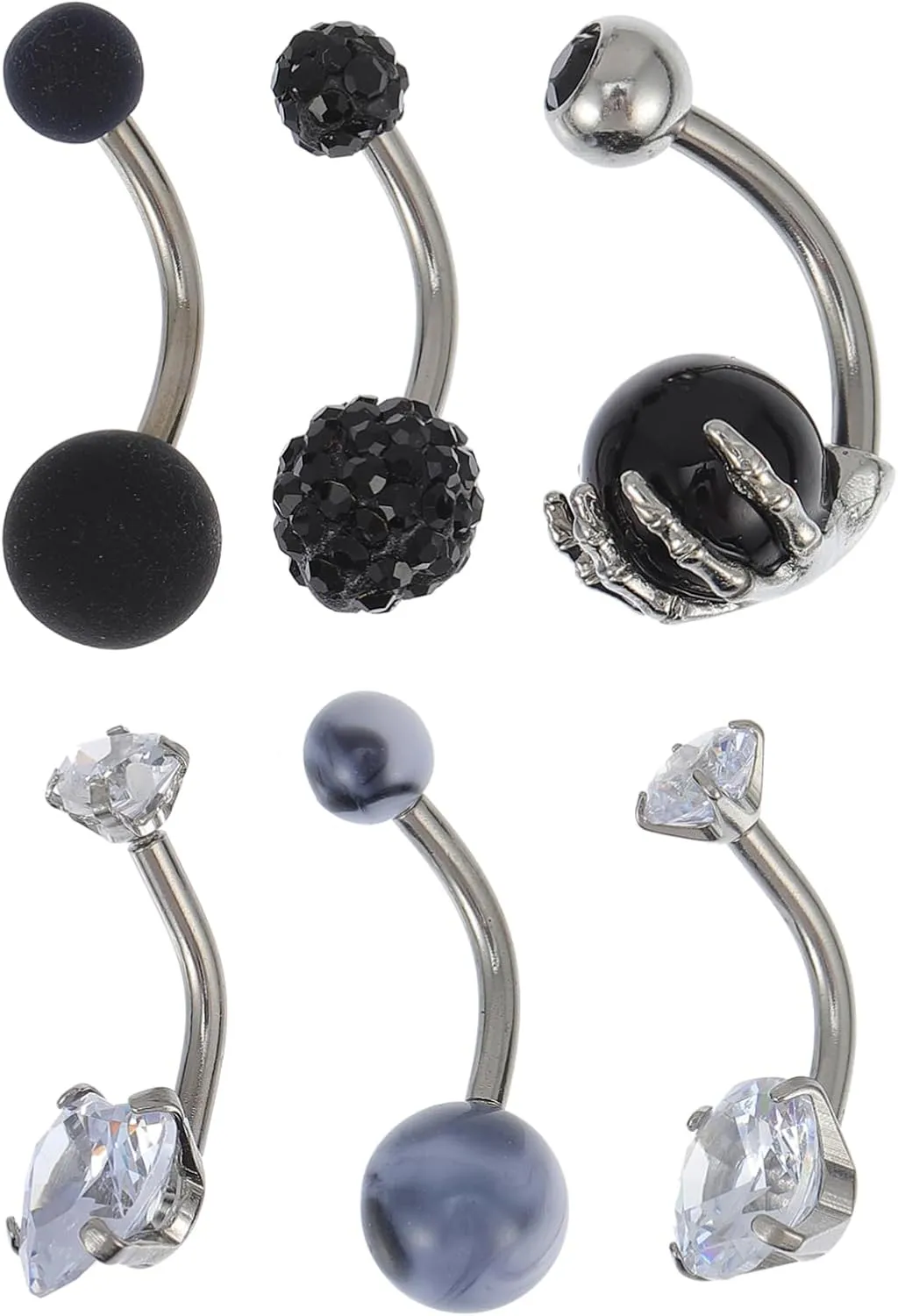 Diamond Belly Button Ring Set Navel Jewelry Safe Stainless Steel Navel Rings for Fashion Comfort