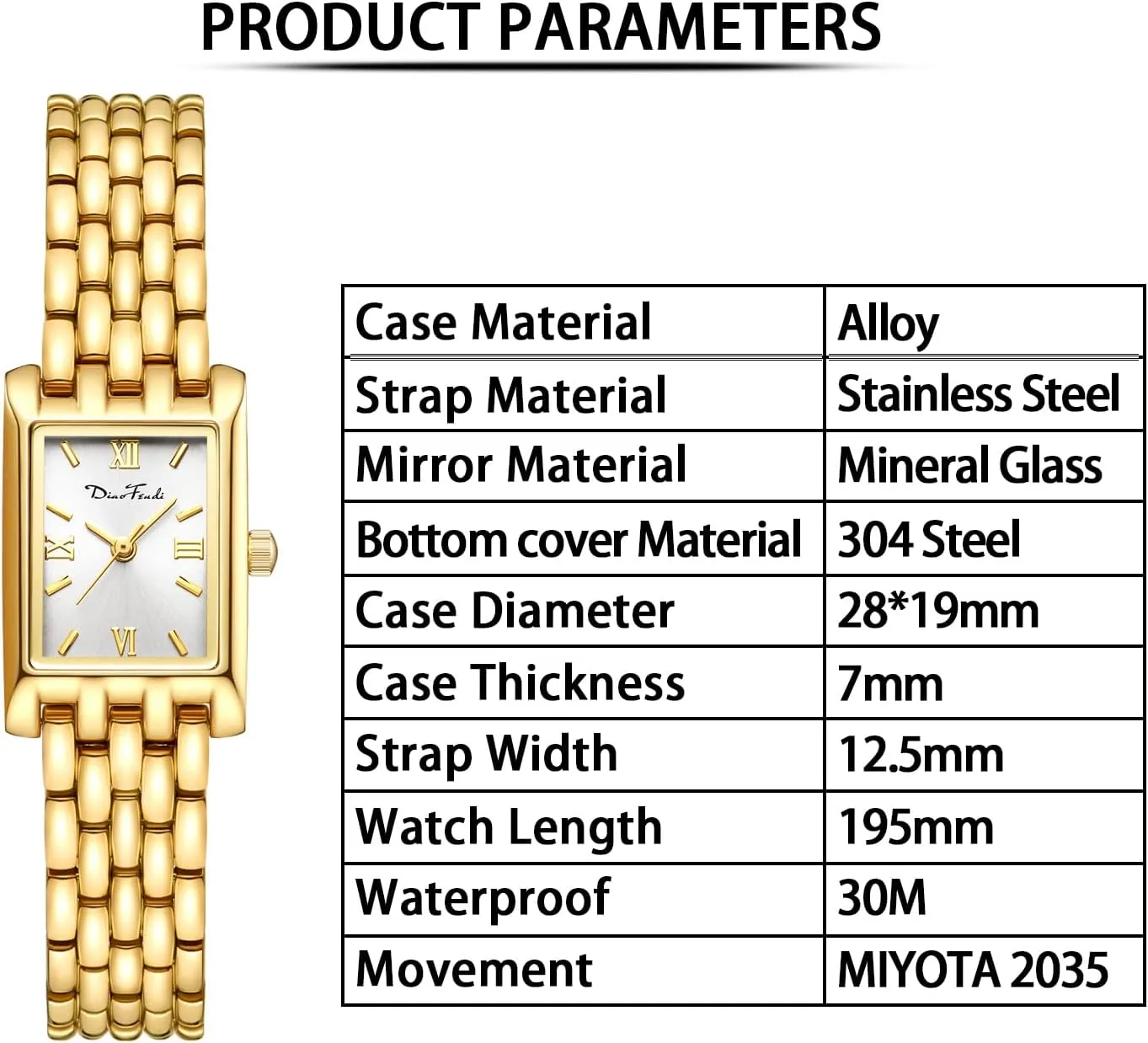 Diaofendi Gold Watches for Women Luxury Ladies Quartz Wrist Watches Stainless Steel Bracelet,Vintage Fashion Womens Watch,Bracelet Adjustment Tool Included,Water Resistant