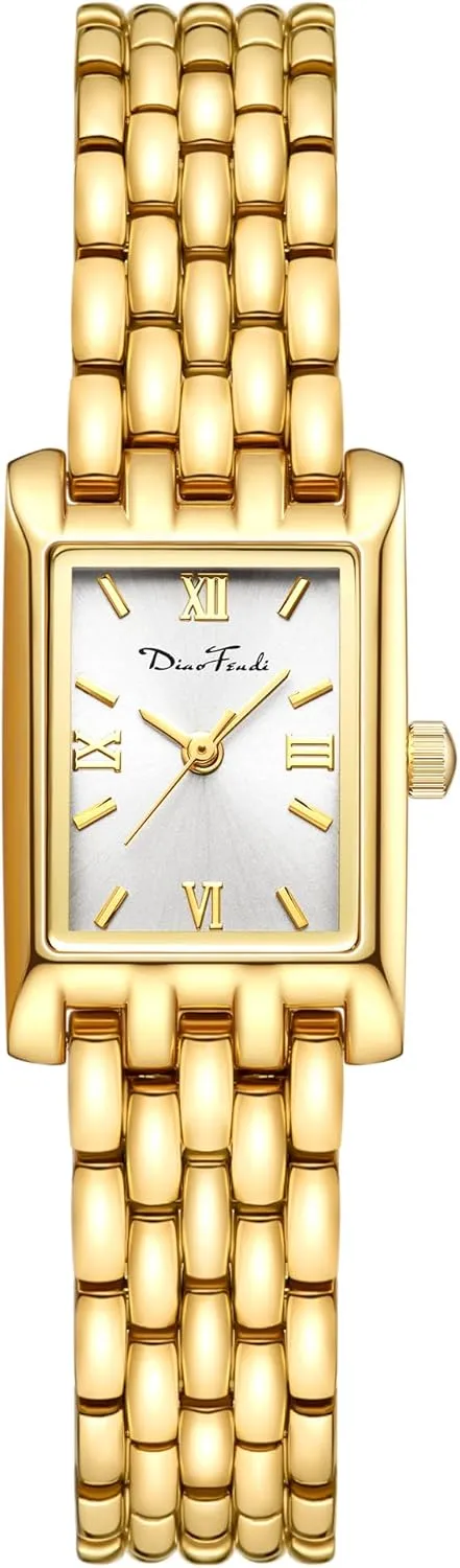 Diaofendi Gold Watches for Women Luxury Ladies Quartz Wrist Watches Stainless Steel Bracelet,Vintage Fashion Womens Watch,Bracelet Adjustment Tool Included,Water Resistant
