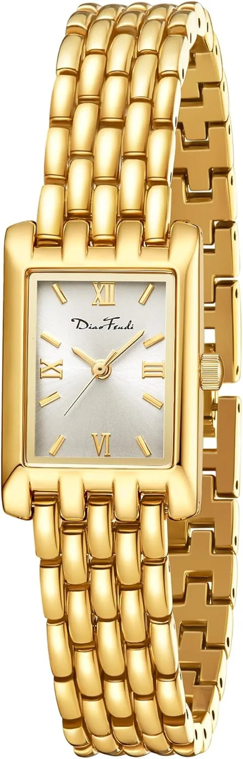 Diaofendi Gold Watches for Women Luxury Ladies Quartz Wrist Watches Stainless Steel Bracelet,Vintage Fashion Womens Watch,Bracelet Adjustment Tool Included,Water Resistant