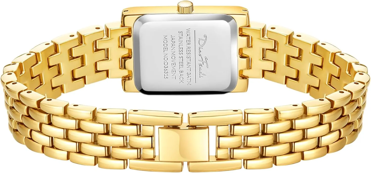Diaofendi Gold Watches for Women Luxury Ladies Quartz Wrist Watches Stainless Steel Bracelet,Vintage Fashion Womens Watch,Bracelet Adjustment Tool Included,Water Resistant