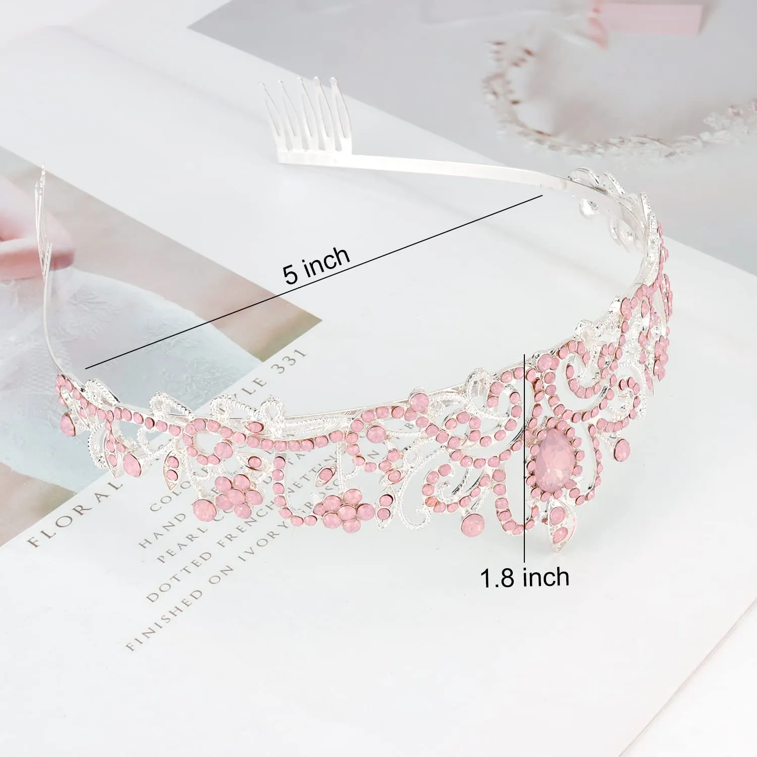 Didder Pink Opal Tiara Crowns for Women Girls, Princess Crown with Combs Tiaras for Women Girls Wedding Crowns for Brides Headband Prom Birthday Gift Halloween Costumes Hair Accessories