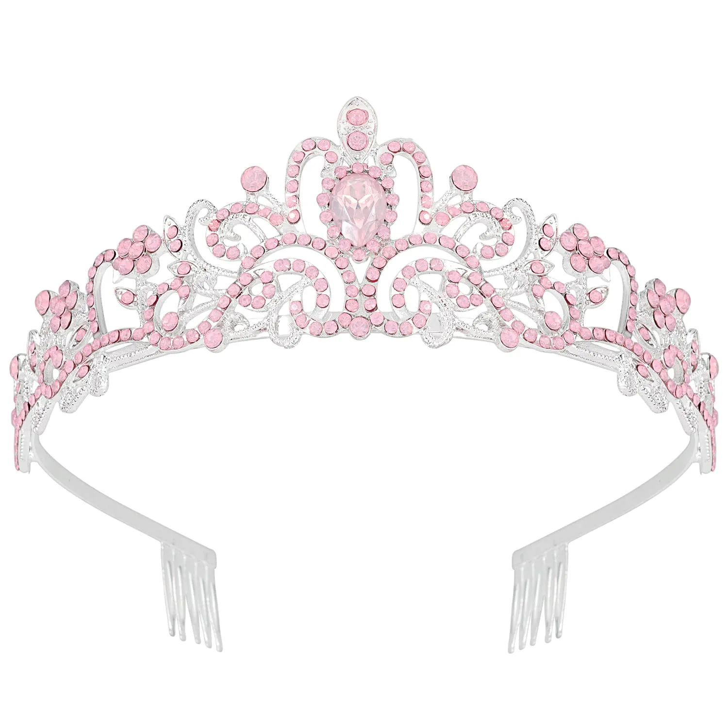 Didder Pink Opal Tiara Crowns for Women Girls, Princess Crown with Combs Tiaras for Women Girls Wedding Crowns for Brides Headband Prom Birthday Gift Halloween Costumes Hair Accessories