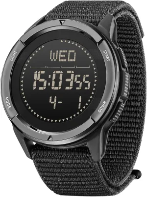 DIDITIME Tactical Watches for Men, Military Watches for Men, Waterproof 164FT, Fitness Watch, Mens Digital Watches with Compass, Metronome, Pedometer, Lightweight Breathable Nylon Watch