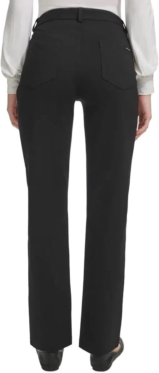 DKNY Women's High Waist Dress Pants - Straight Leg Ponte Pant - Office Work Business Casual Pants