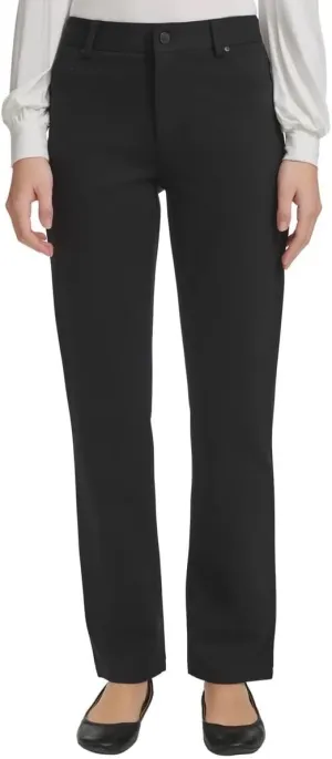 DKNY Women's High Waist Dress Pants - Straight Leg Ponte Pant - Office Work Business Casual Pants