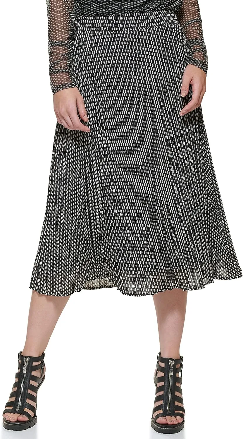 DKNY Women's Logo Waistband Easy Printed Sportswear Skirt