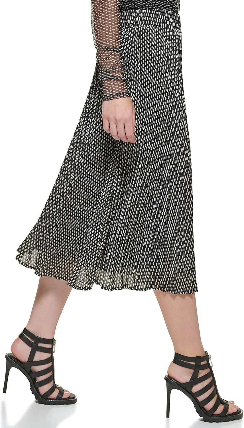 DKNY Women's Logo Waistband Easy Printed Sportswear Skirt