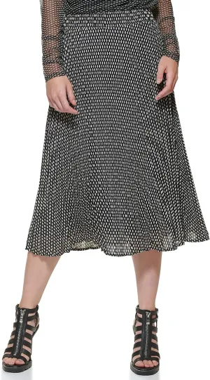 DKNY Women's Logo Waistband Easy Printed Sportswear Skirt