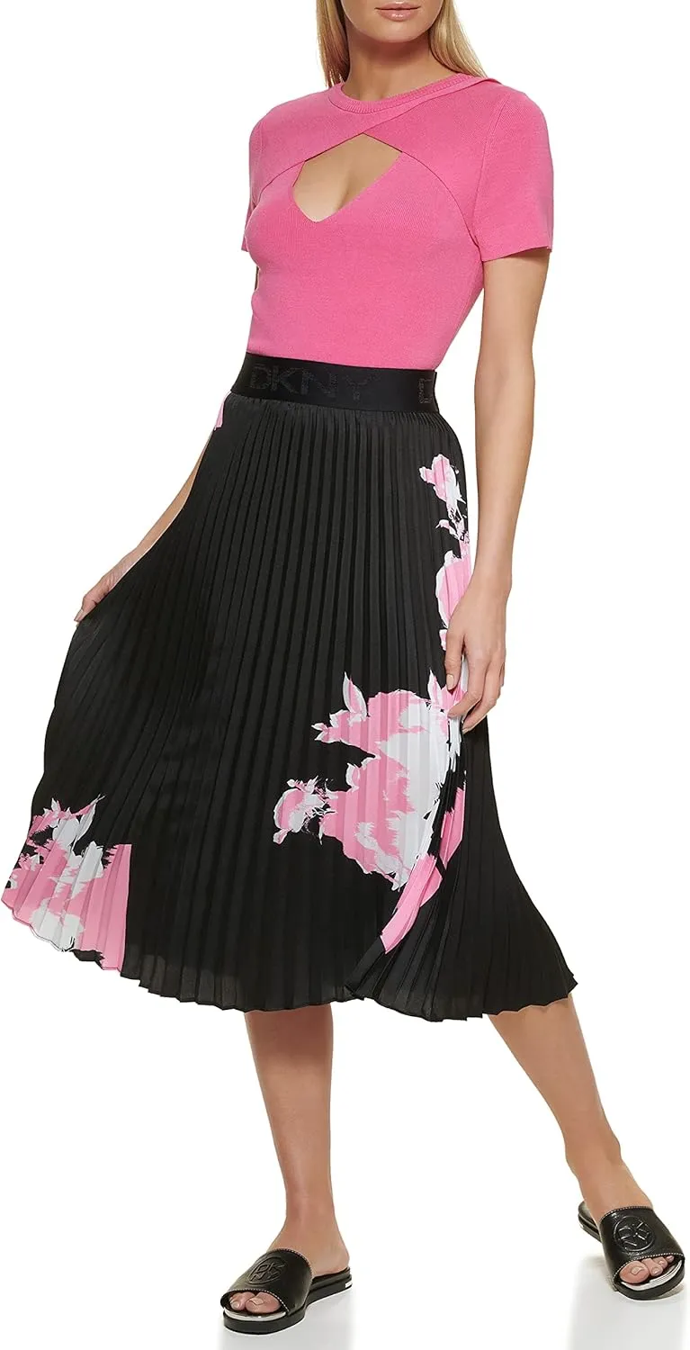 DKNY Women's Logo Waistband Easy Printed Sportswear Skirt