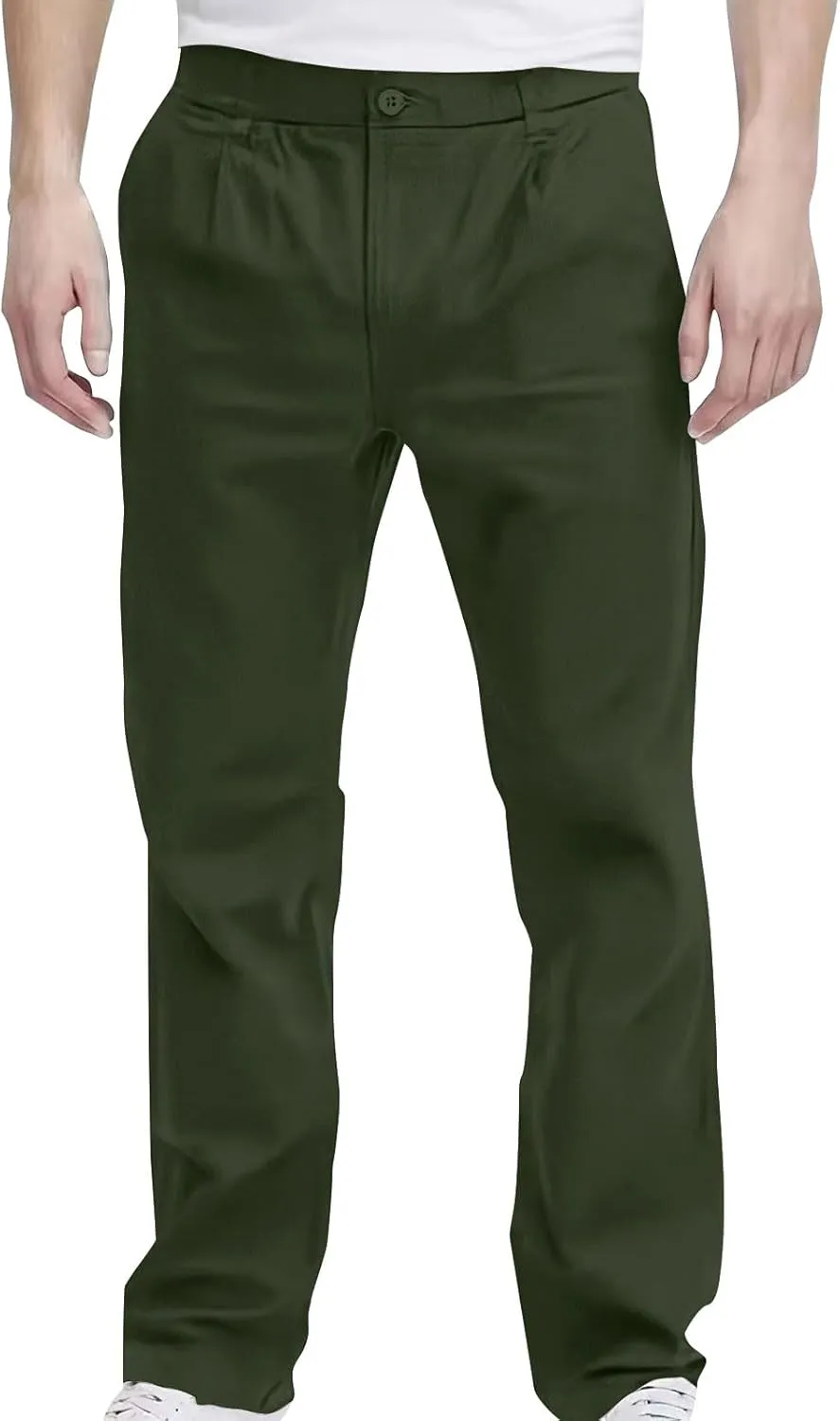 Dress Pants for Men Business Casual Straight Leg Work Pants Relaxed Fit Travel Outdoor Pants with Pockets
