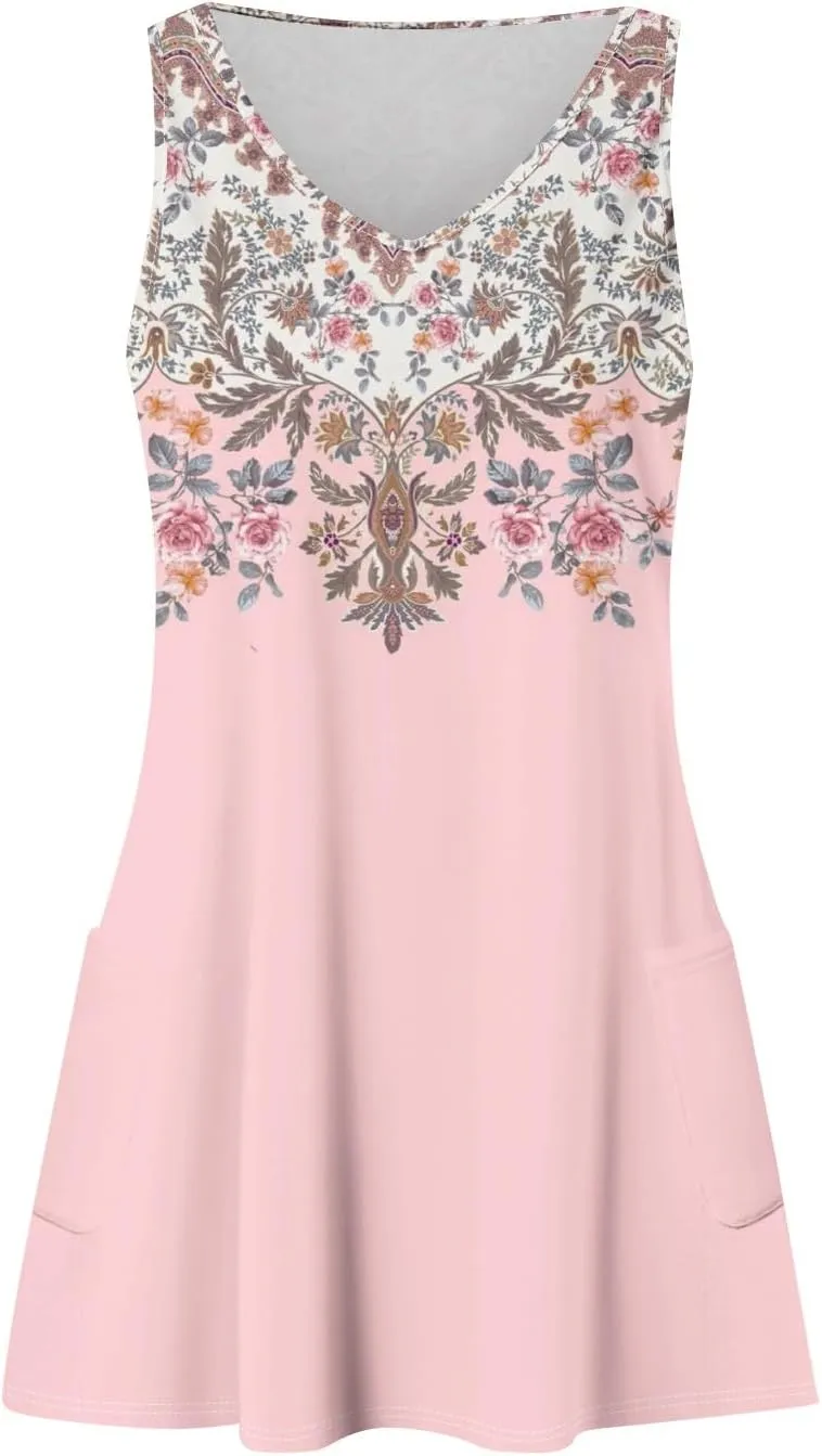 Dresses Women Casual Loose Fit Midi Dresses for Women Sleeveless Loose Flowy Dresses Women Elegant Summer Cute