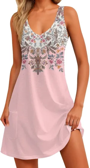 Dresses Women Casual Loose Fit Midi Dresses for Women Sleeveless Loose Flowy Dresses Women Elegant Summer Cute