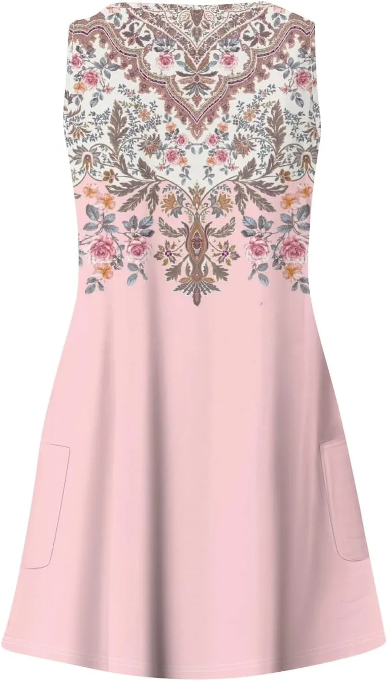 Dresses Women Casual Loose Fit Midi Dresses for Women Sleeveless Loose Flowy Dresses Women Elegant Summer Cute