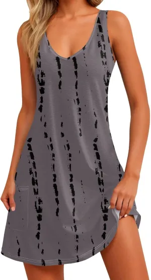 Dresses Women Casual Loose Fit Midi Dresses for Women Sleeveless Loose Flowy Dresses Women Elegant Summer Cute