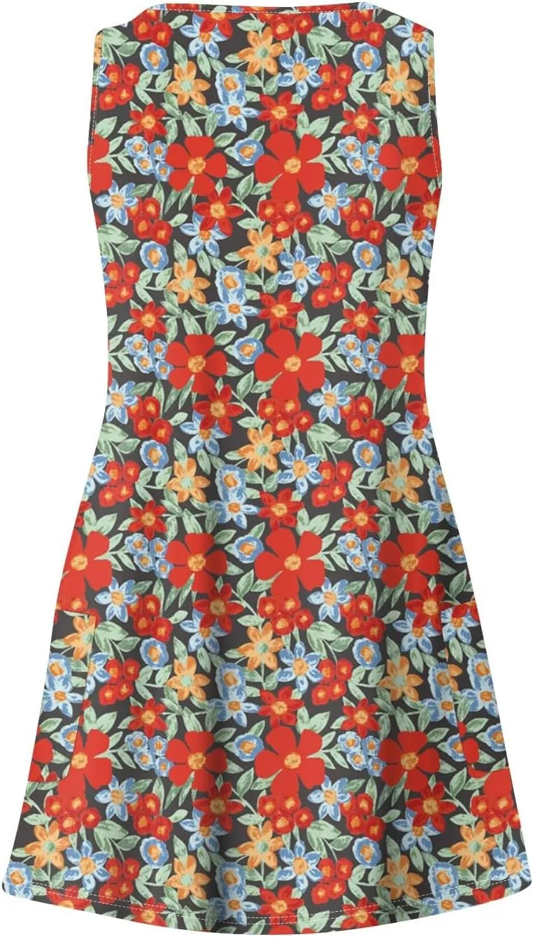 Dresses Women Casual Loose Fit Midi Dresses for Women Sleeveless Loose Flowy Dresses Women Elegant Summer Cute