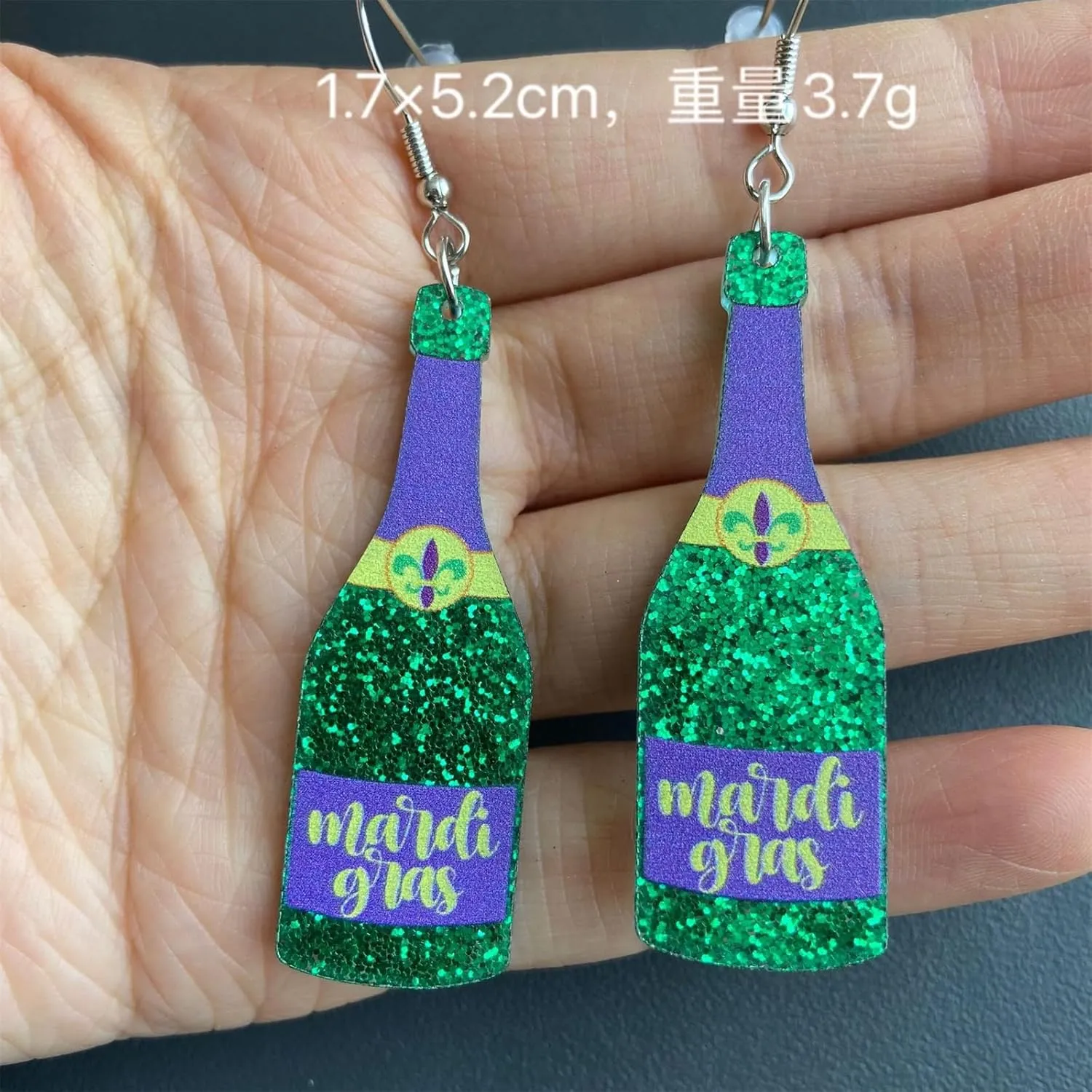 Dreuyet Mardi Gras Earring Colorful Acrylic Carnival Cosplay Party Earring Crown Carnival Mask Letter MARDI GRAS Dangle Earrings Funny Drop Earrings