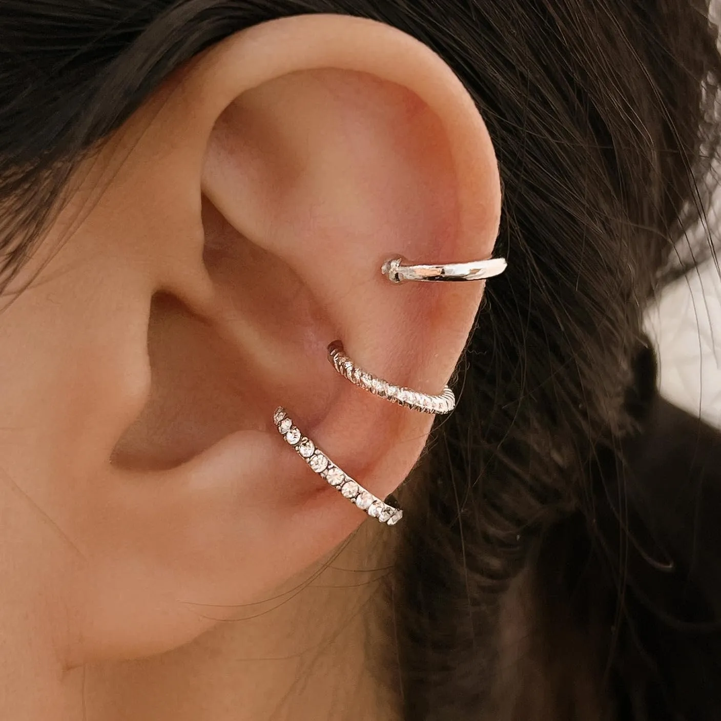 Ear Cuffs for Women,Cubic Zirconia Sparkling Round Huggie Ear Cuff,Non Pierced Ear Clips Cartilage Earring