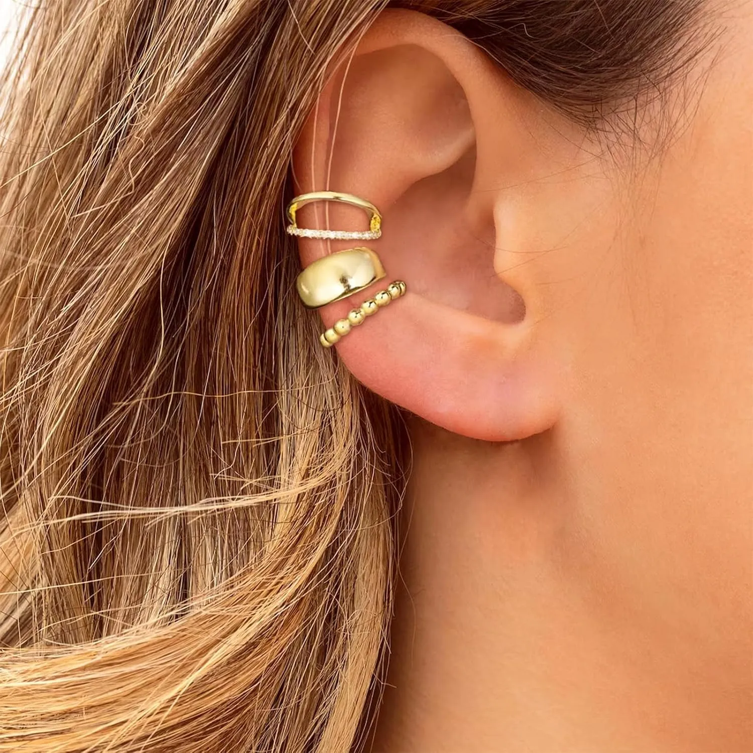Ear Cuffs Non Piercing Dainty Gold Ear Cuff Earrings for Women Trendy Stuff Gold Earrings Non Pierced Clip on Cartilage Earring Set Stacks Jewelry Gifts