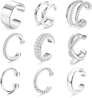Ear Cuffs Non Piercing Earrings for Women Trendy Lightweight Gold Silver Clip On Fake Earrings Non Pierced Cartilage Ear Cuff Jewelry Set